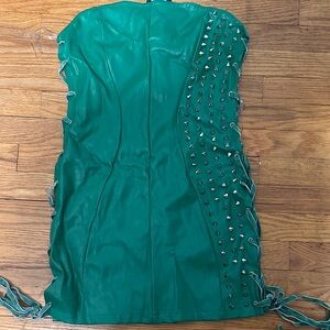 AKIRA Green Faux Leather Mini Dress